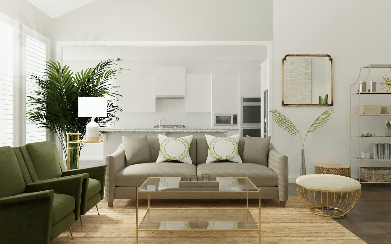Ambiente montado com as peças da curadoria Primeiro apartamento